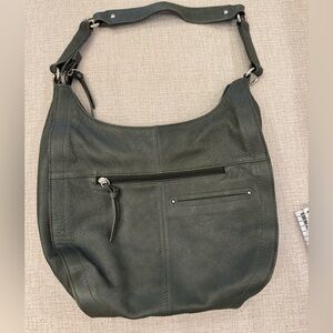 Nino BOSSI Dark Army Green Leather Hobo Bag